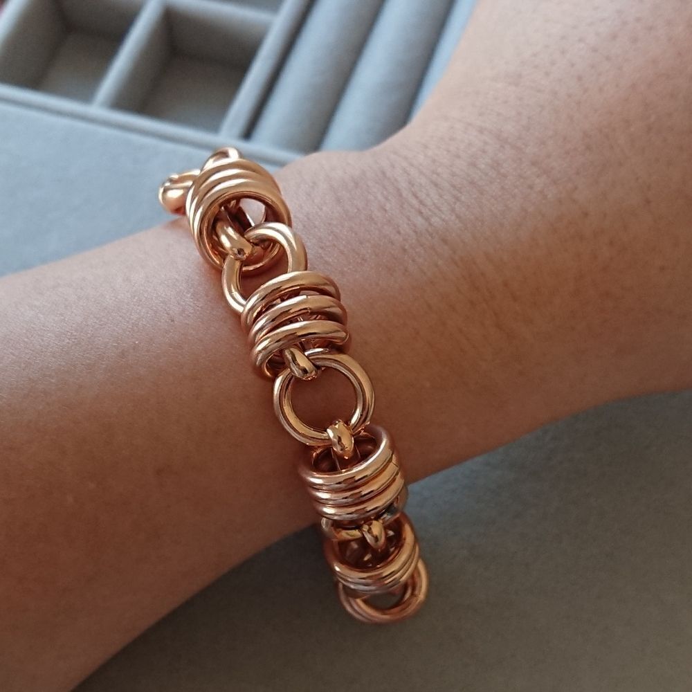 Bronze Milor Italy Rose Gold Tone Multi-circle Bracelet - Picture 6 of 7
